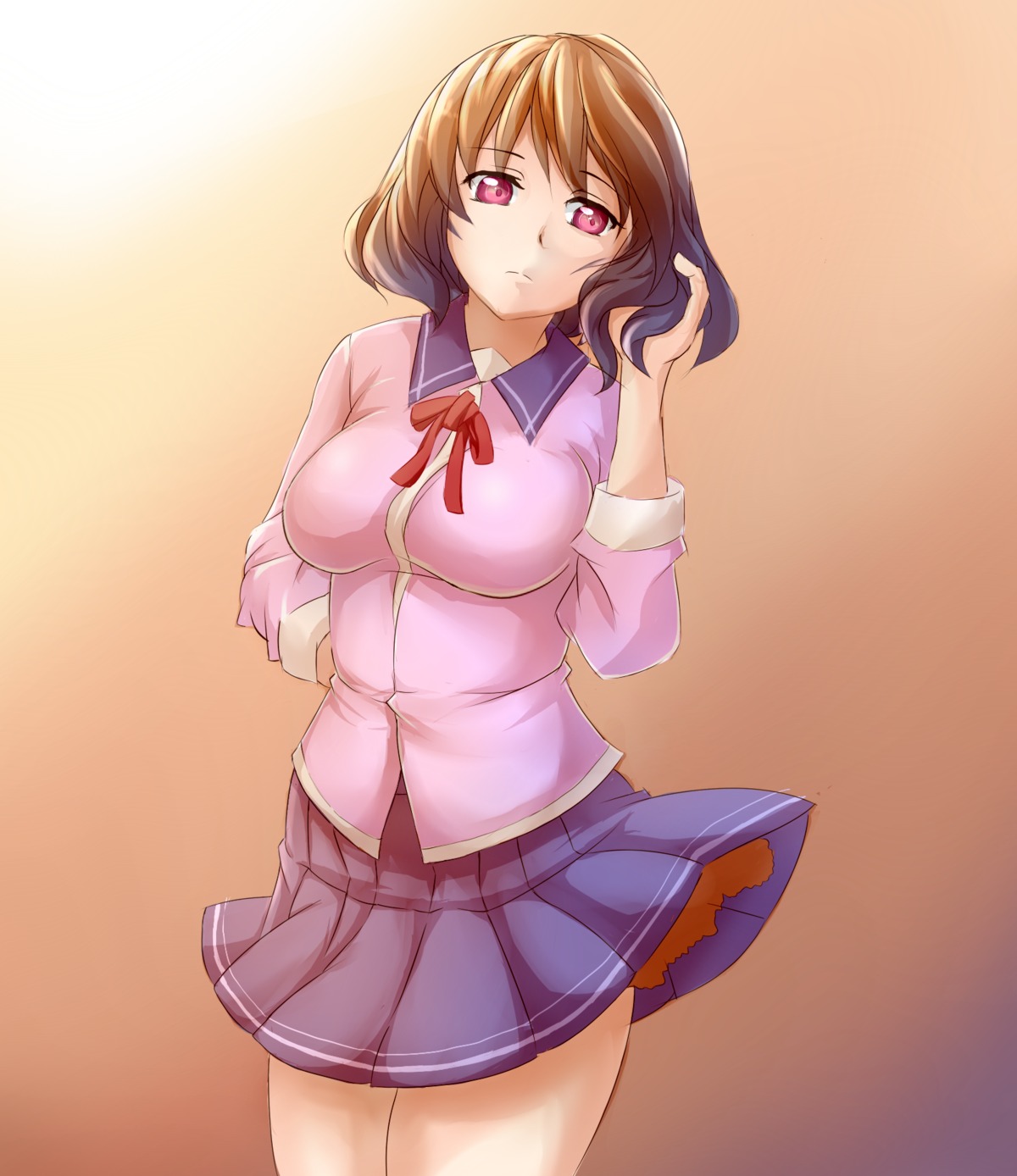 bakemonogatari, cleavage, george00311, hanekawa_tsubasa, monogatari_(series), seifuku