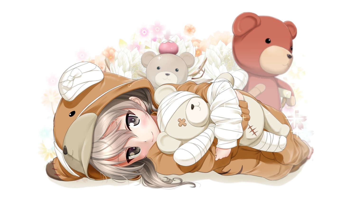 bandages, excel_(shena), girls_und_panzer, pajama, shimada_arisu, wallpaper
