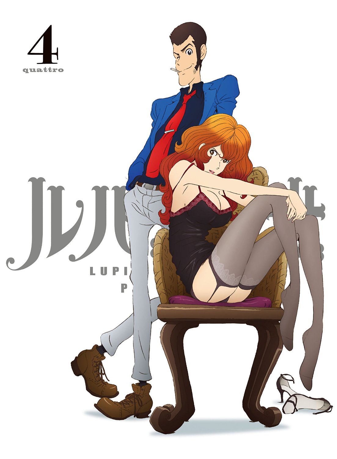 arsene_lupin_iii, business_suit, cleavage, disc_cover, heels, lingerie, lupin_iii, mine_fujiko