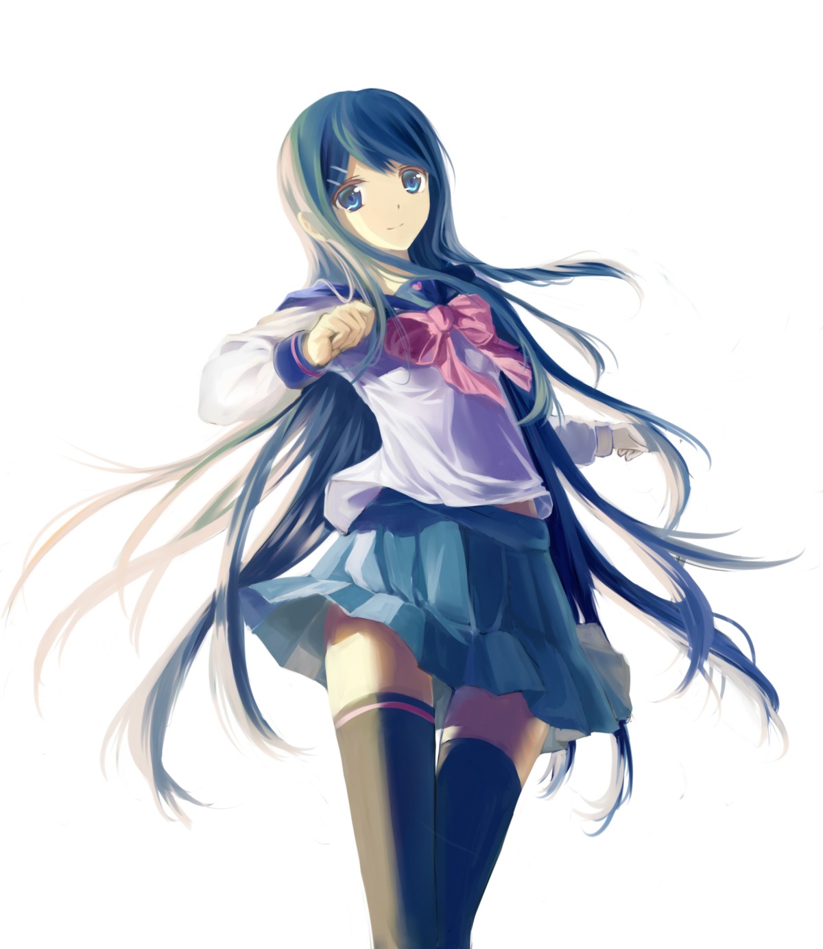 clouble, dangan-ronpa, maizono_sayaka, seifuku, thighhighs