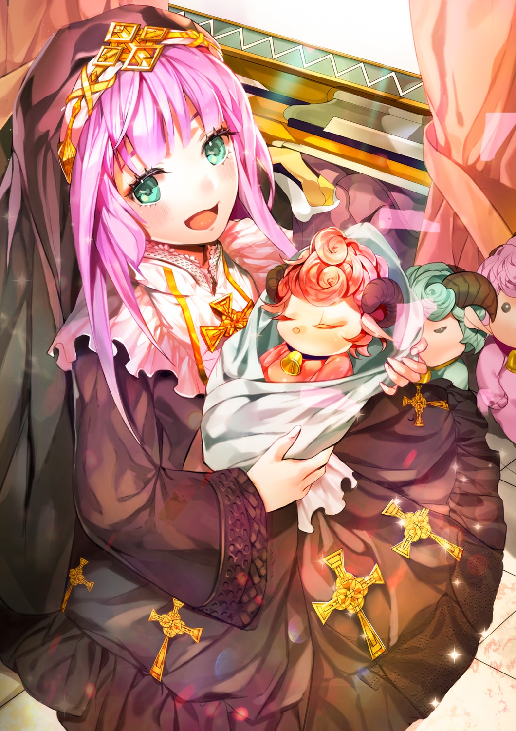 animal_ears, horns, j_na, nun