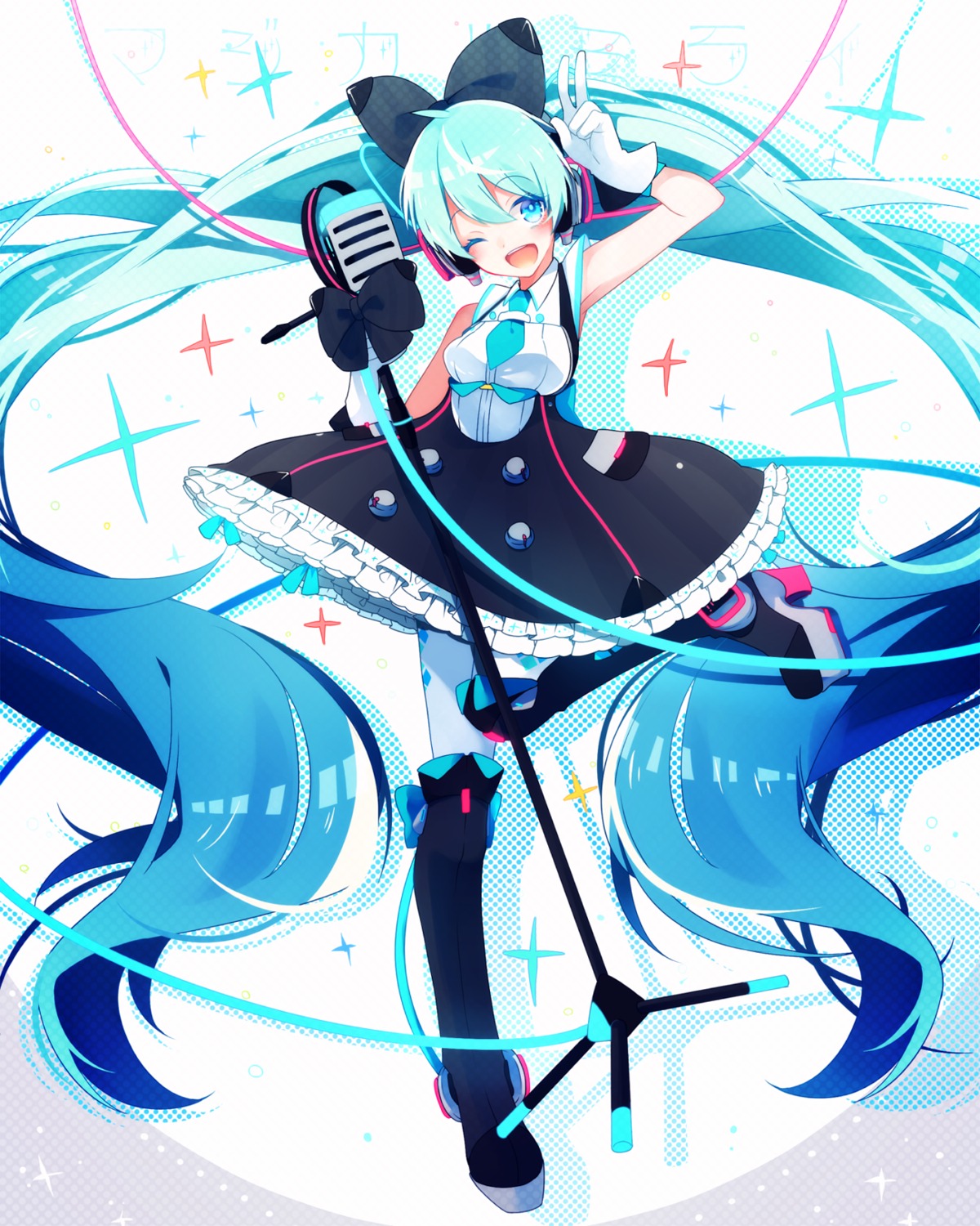 dress, hatsune_miku, headphones, heels, magical_mirai, pantyhose, ponita, vocaloid