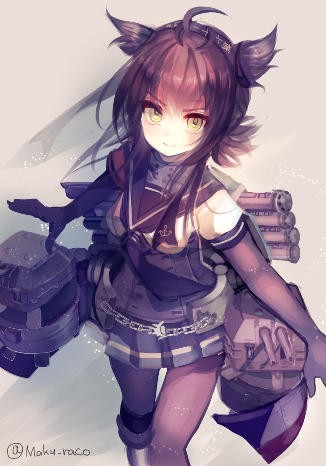 hatsuzuki_(kancolle), kantai_collection, makurako, mecha, pantyhose, seifuku, weapon