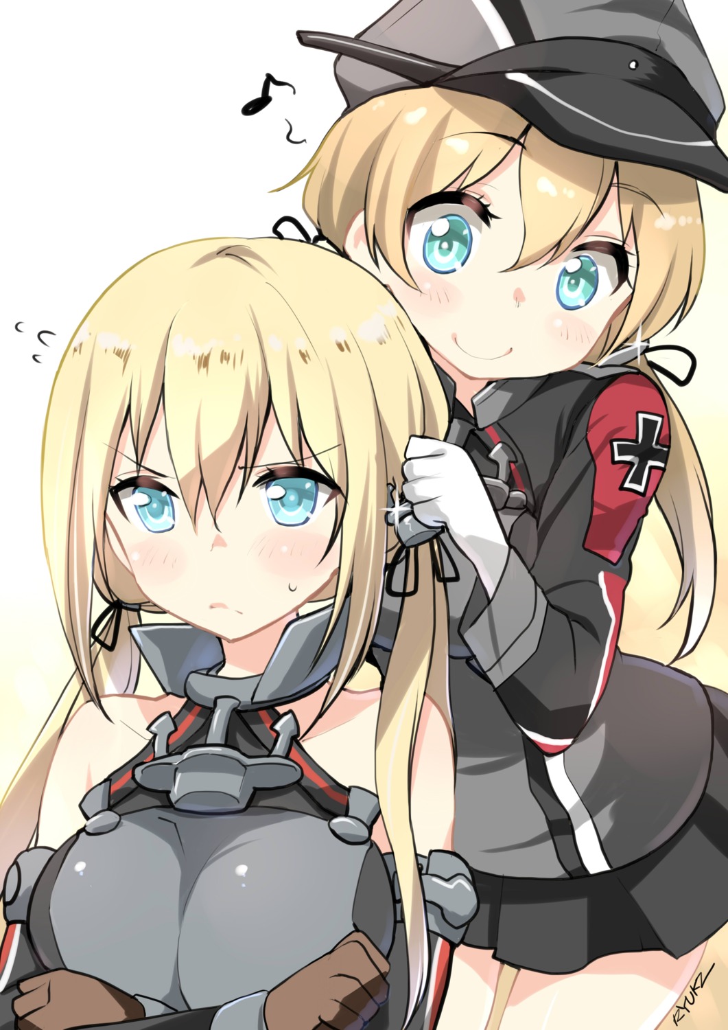 bismarck_(kancolle), breast_hold, kantai_collection, prinz_eugen_(kancolle), ryuki_(pixiv_2328), uniform