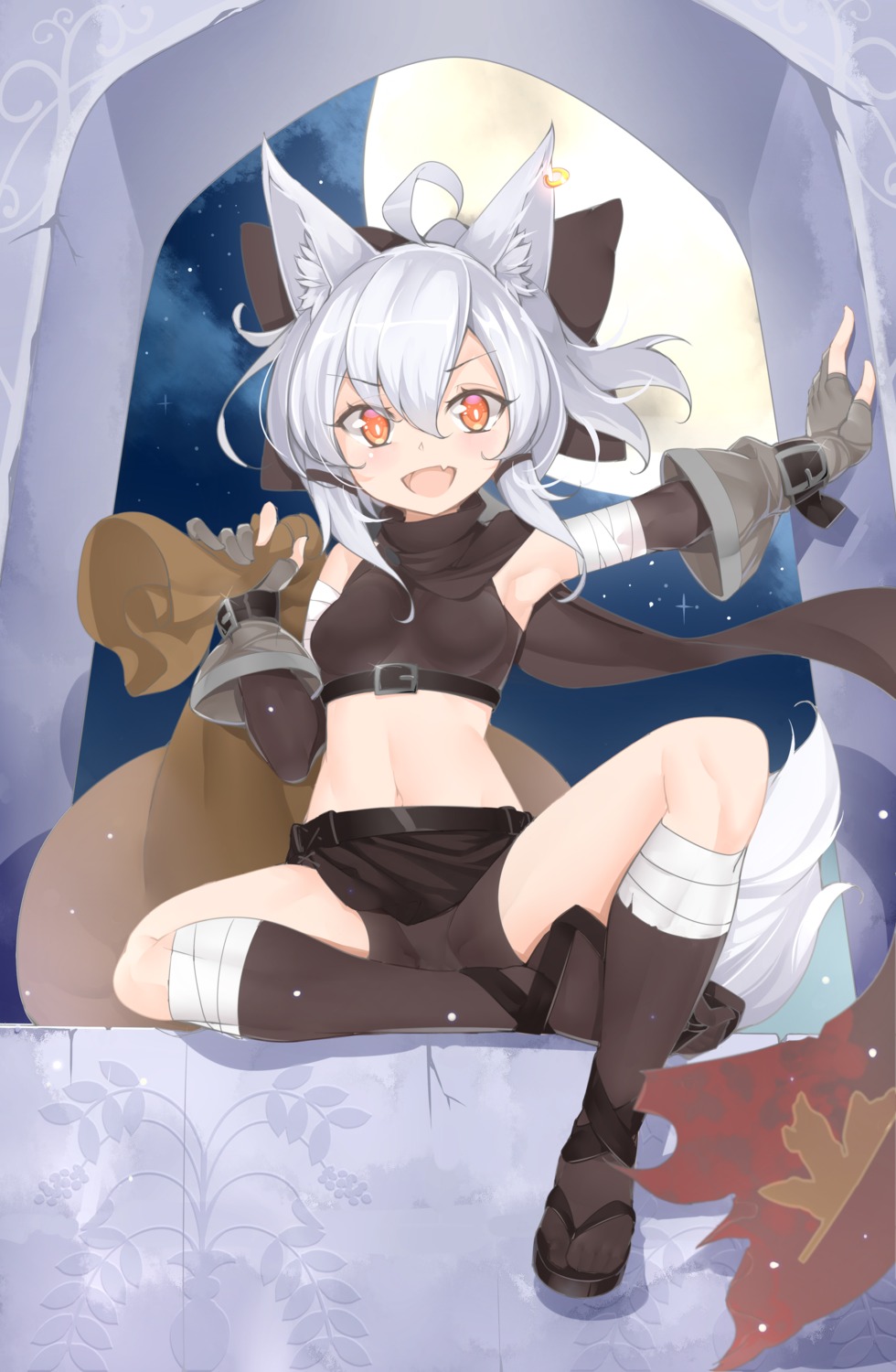 animal_ears, bandages, bike_shorts, ootsuki_momiji, tail