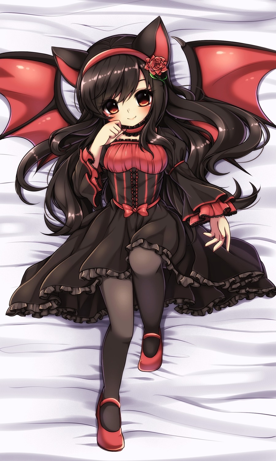 animal_ears, dress, gothic_lolita, lolita_fashion, midna01, pantyhose, wings