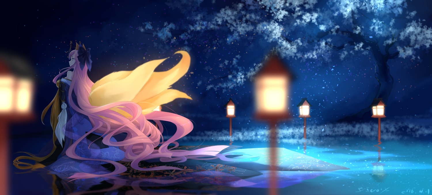 animal_ears, bzerox, fate/extra, fate/grand_order, fate/stay_night, japanese_clothes, kitsune, landscape
