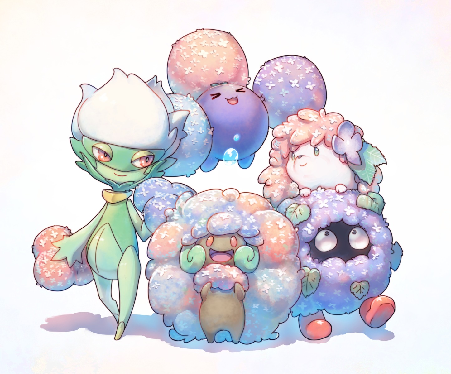 jumpluff, pokemon, roserade, shaymin, tangela, tokonatu, whimsicott