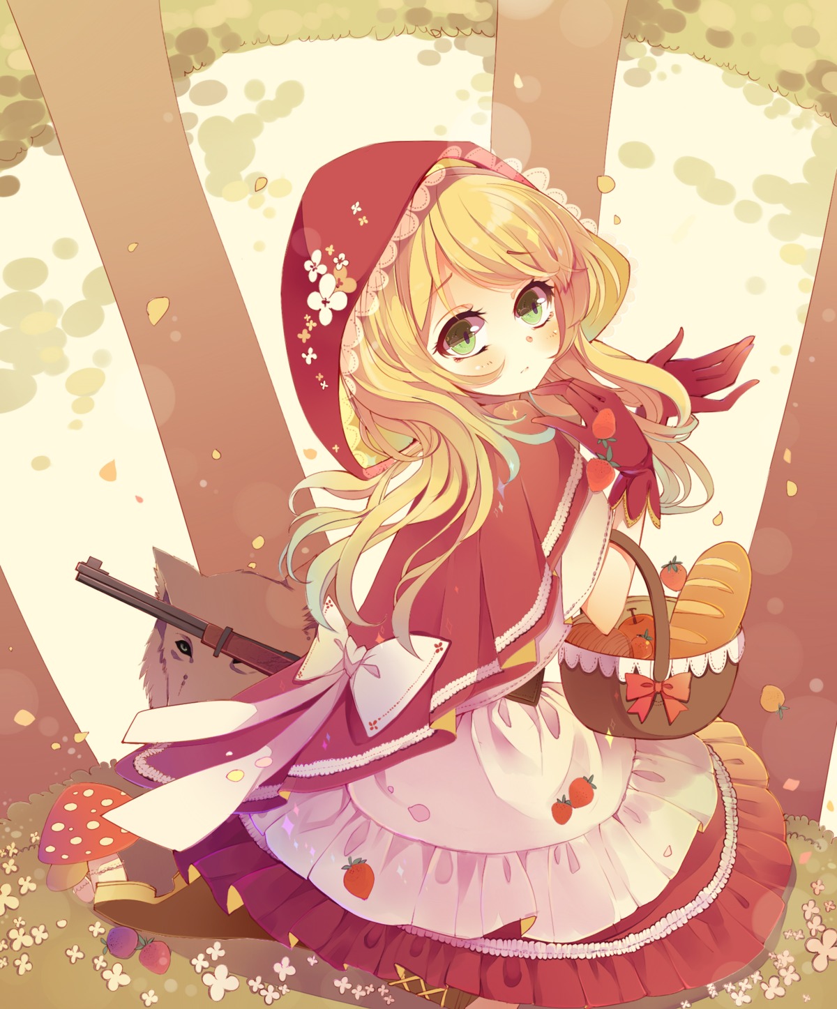baocaizi, big_bad_wolf, gun, little_red_riding_hood_(character)