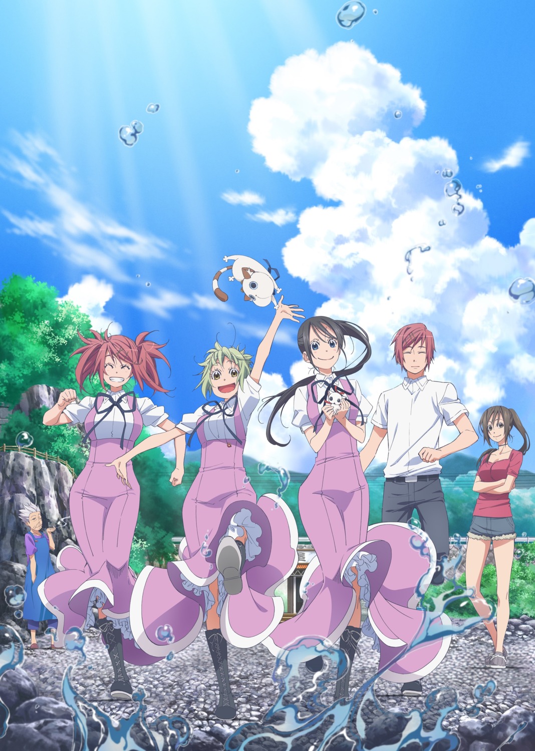 amanchu!, cha-komon, katori_mato, kohinata_hikari, kohinata_kino, neko, ninomiya_ai, ninomiya_makoto