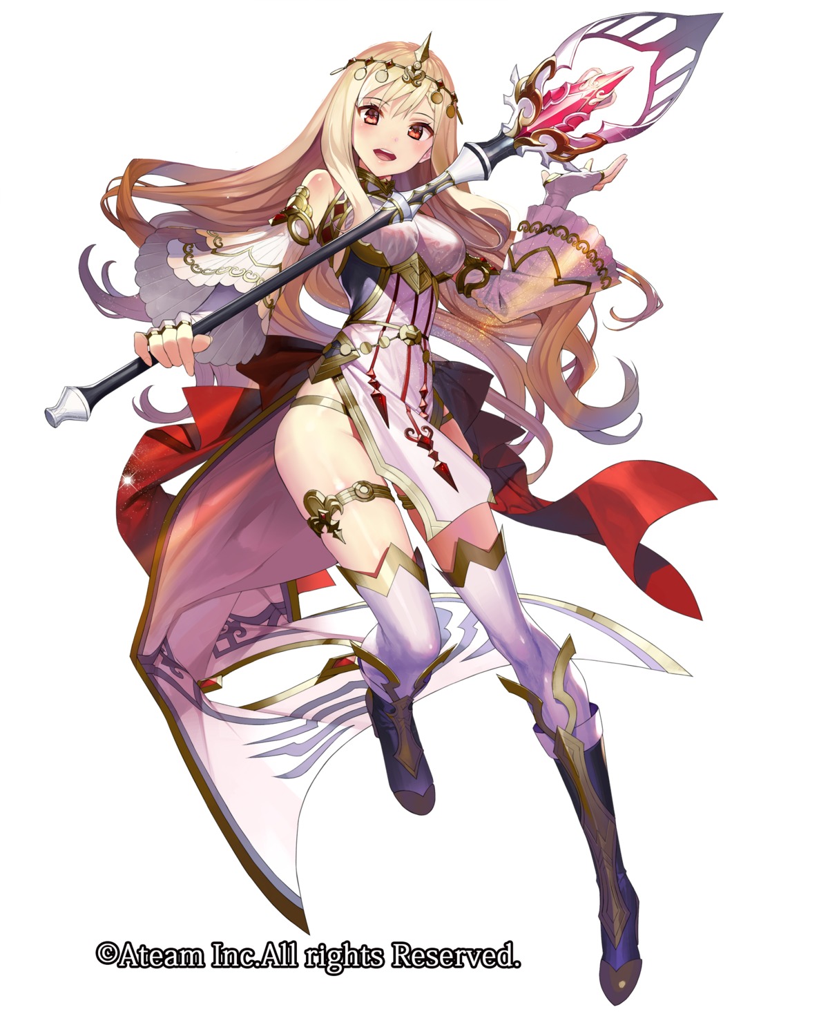 dress, freyja, gaou, garter, pantsu, thighhighs, weapon