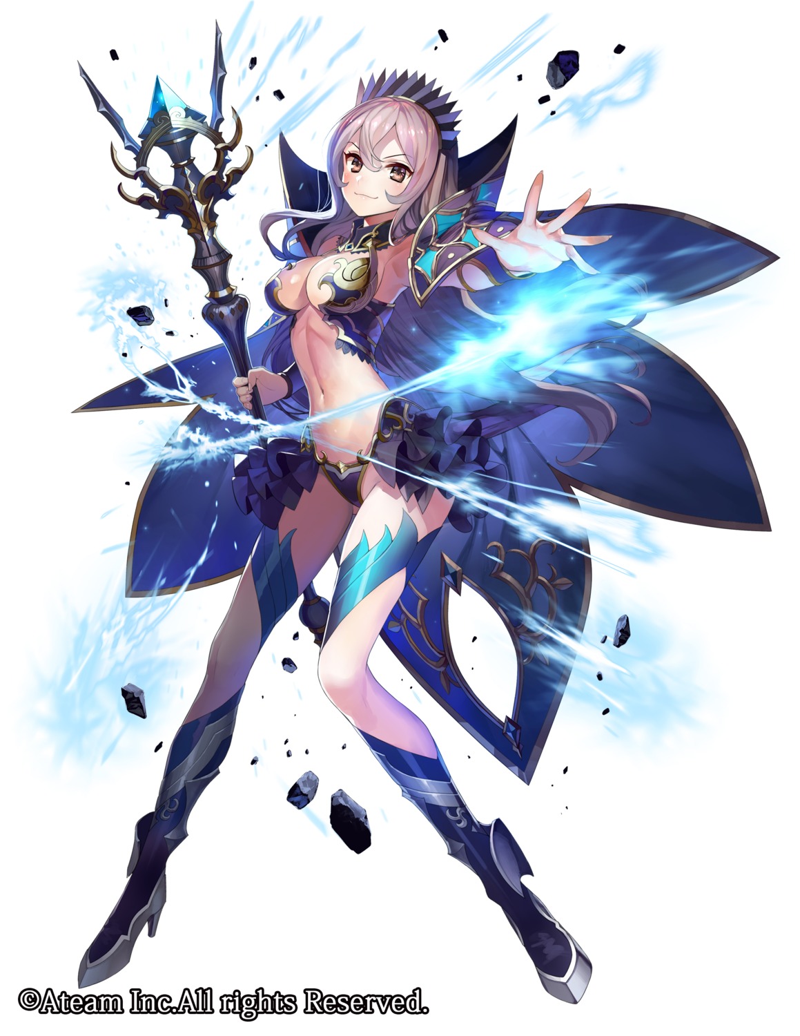 bikini_armor, cleavage, gaou, gullveig, heels, valkyrie_connect, weapon