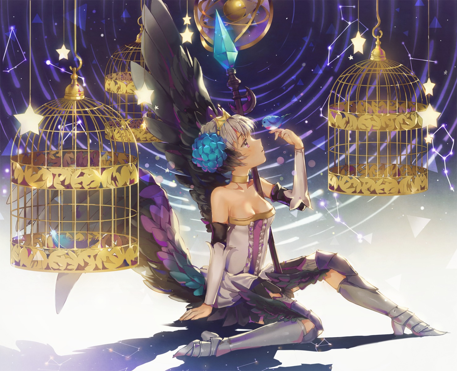armor, cleavage, dangmill, dress, heels, odin_sphere, weapon, wings