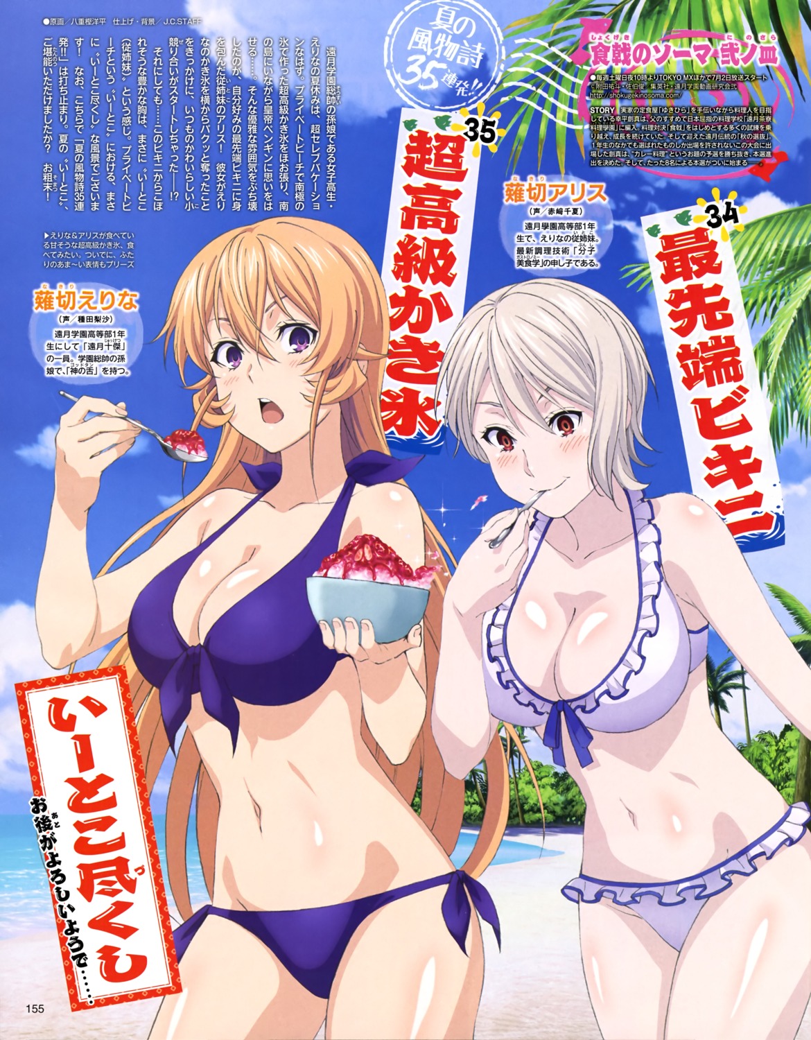 bikini, cleavage, nakiri_alice, nakiri_erina, shokugeki_no_soma, swimsuits, yaegashi_youhei