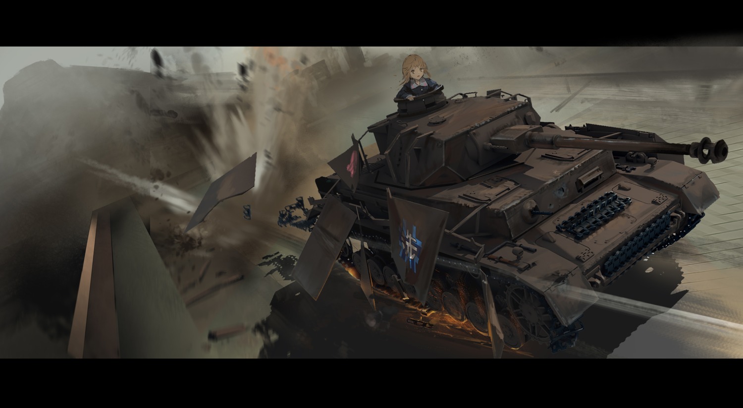 girls_und_panzer, mecha, nishizumi_miho, panzerkampfwagen_iv, renatus.z, uniform