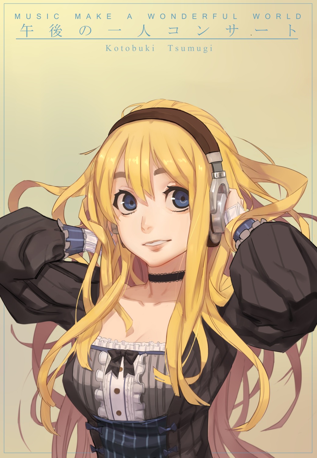 cleavage, dress, headphones, k-on!, kotobuki_tsumugi, vocky