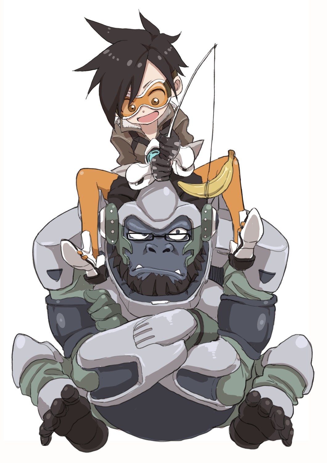 bodysuit, megane, overwatch, tracer, winston, yamamoto_souichirou
