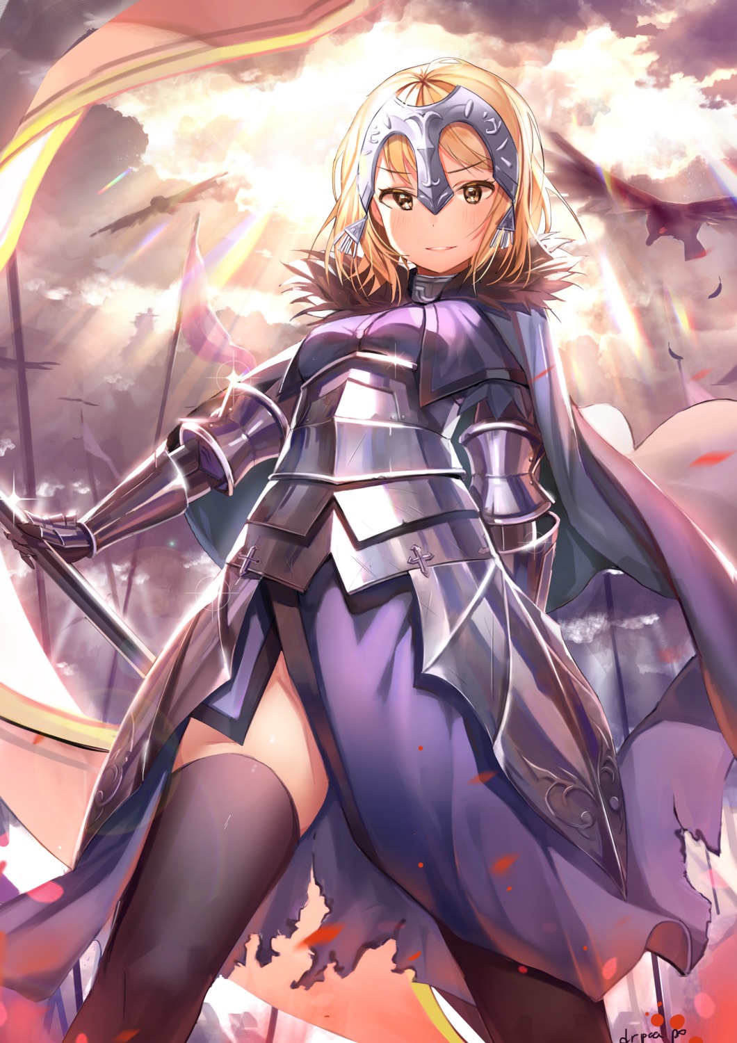 armor, dr_poapo, dress, fate/grand_order, jeanne_d'arc, jeanne_d'arc_alter_(fate), thighhighs, torn_clothes
