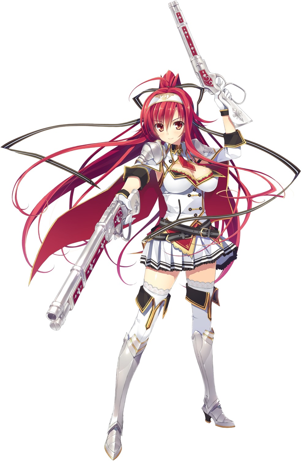 armor, cleavage, effordom_soft, gun, heels, jyukishi_cutie_bullet, minami_mayu, thighhighs