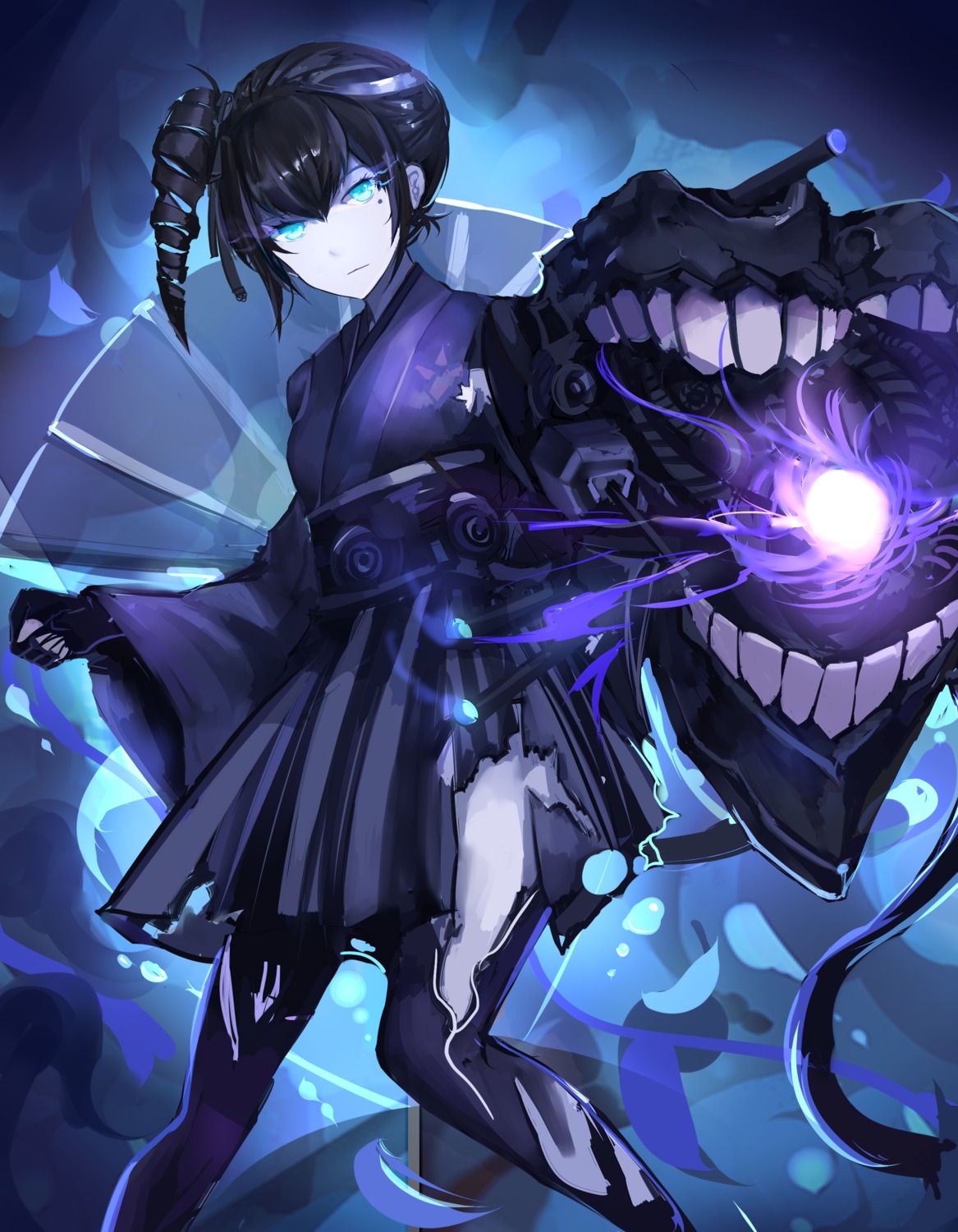 ancient_destroyer_hime, annnna, kantai_collection, lolita_fashion, thighhighs, torn_clothes, wa_lolita