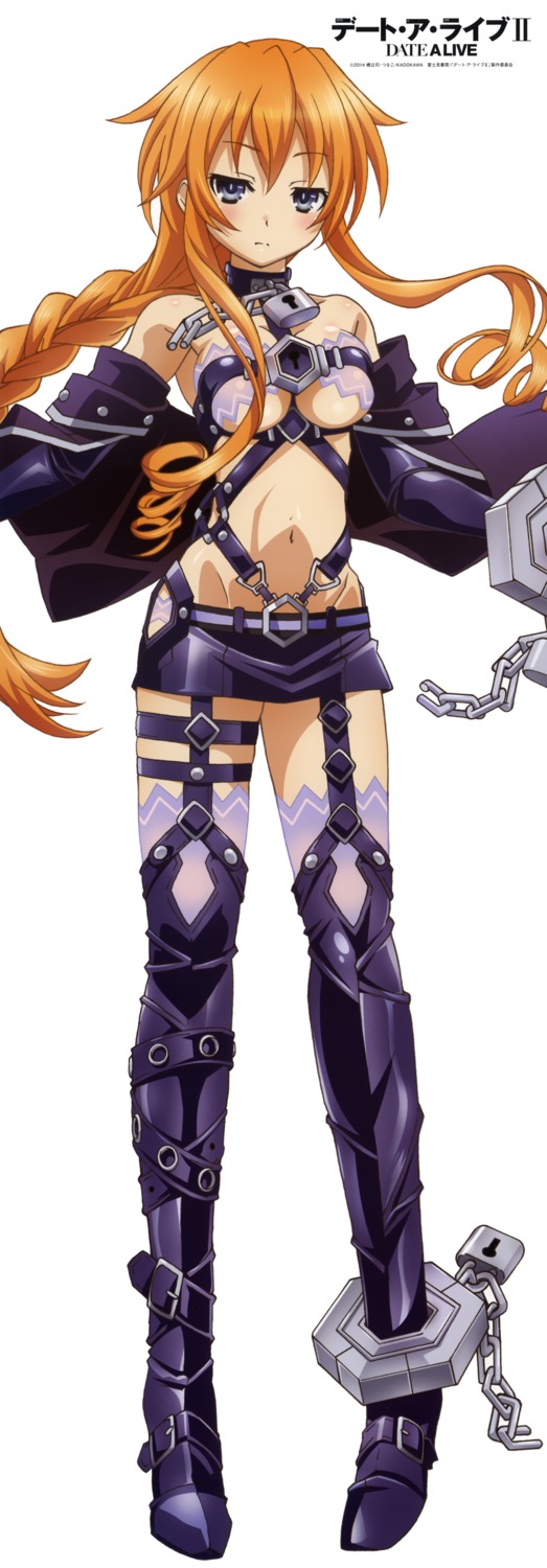 cleavage, date_a_live, heels, no_bra, stick_poster, stockings, thighhighs, underboob