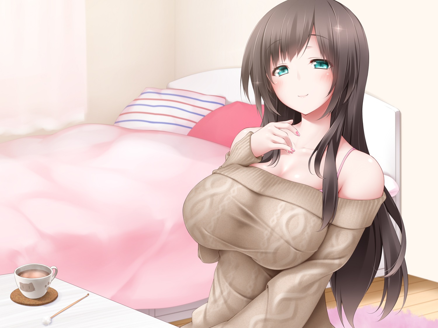 bra, cleavage, midoriiro_no_shinzou, sweater