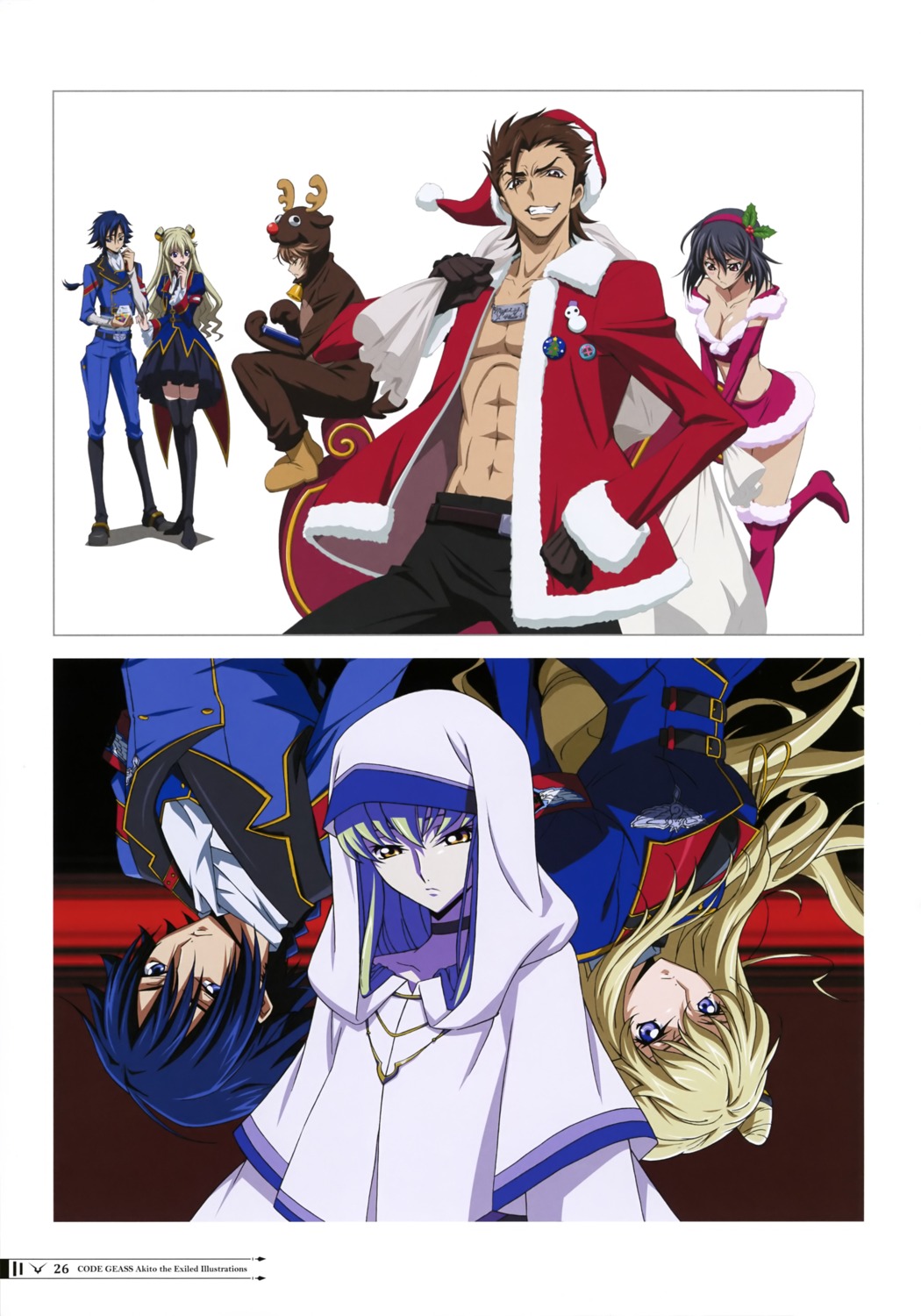 akito_the_exiled, christmas, cleavage, code_geass, heels, hyuuga_akito, kousaka_ayano, layla_markale