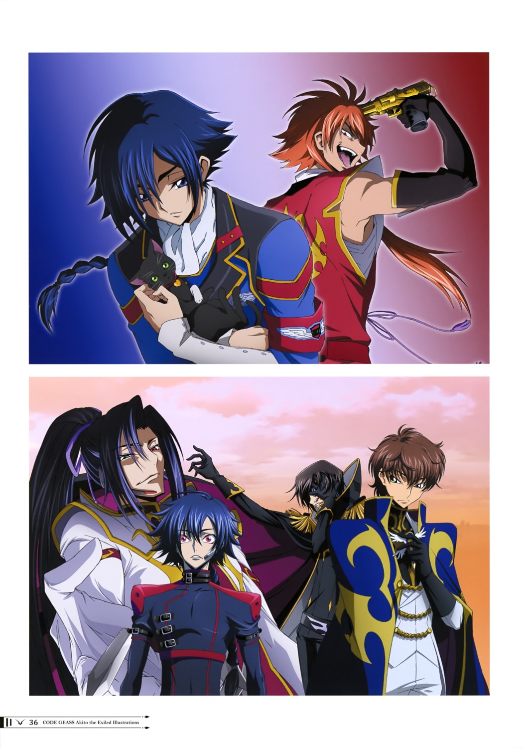akito_the_exiled, ashley_ashura, code_geass, elizabeth_(akito_the_exiled), gun, hyuuga_akito, kururugi_suzaku, lelouch_lamperouge