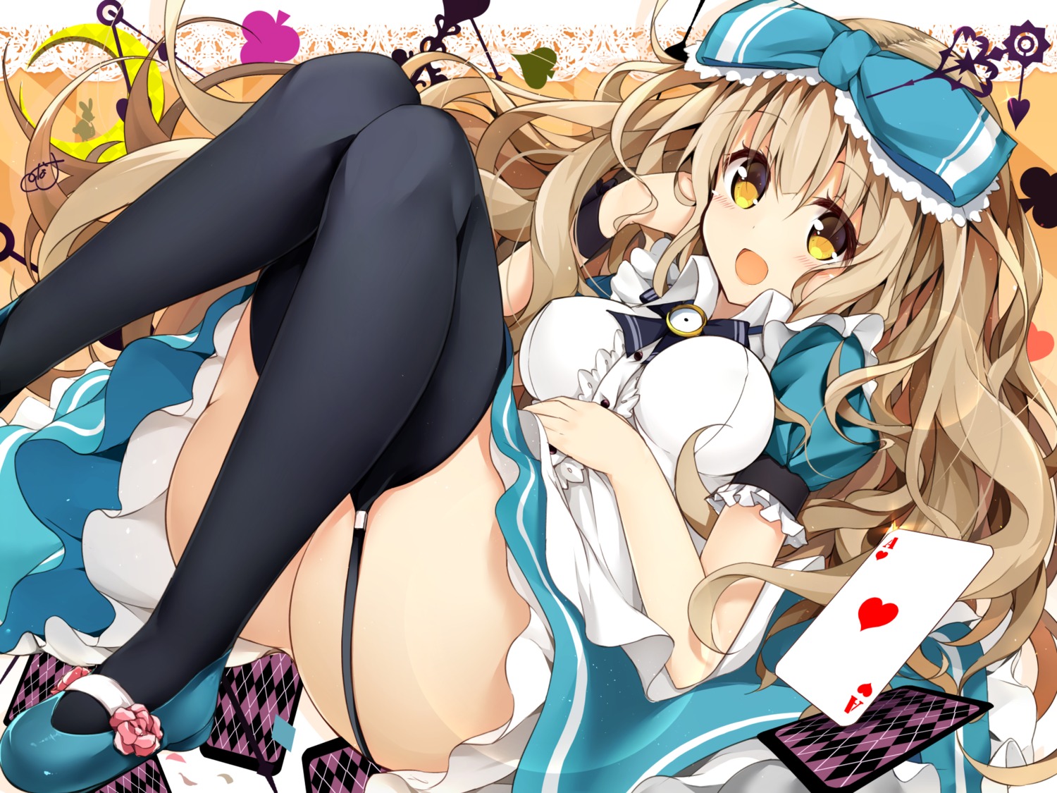 alice, alice_in_wonderland, dress, minari_(minari37), nopan, stockings, thighhighs