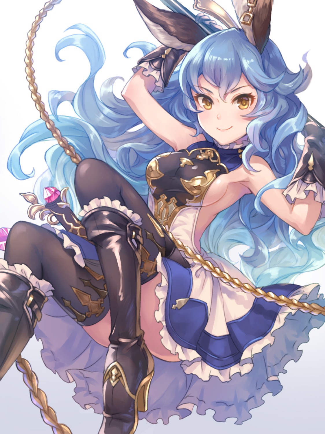 animal_ears, dress, ferry_(granblue_fantasy), granblue_fantasy, heels, maruyama-jp, no_bra, thighhighs