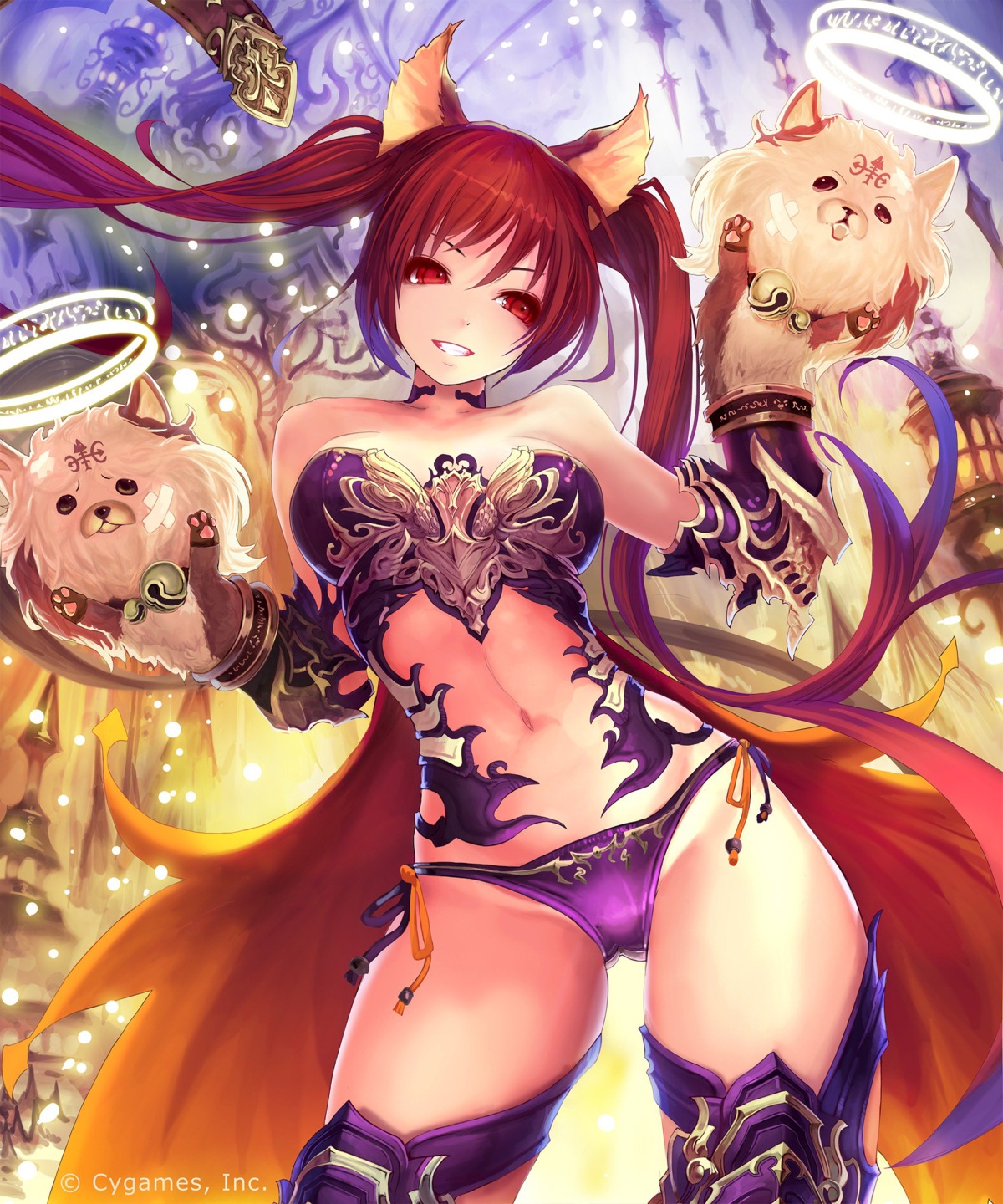 animal_ears, armor, cerberus_(shingeki_no_bahamut), pantsu, shadowverse, shingeki_no_bahamut, tachikawa_mushimaro, thighhighs