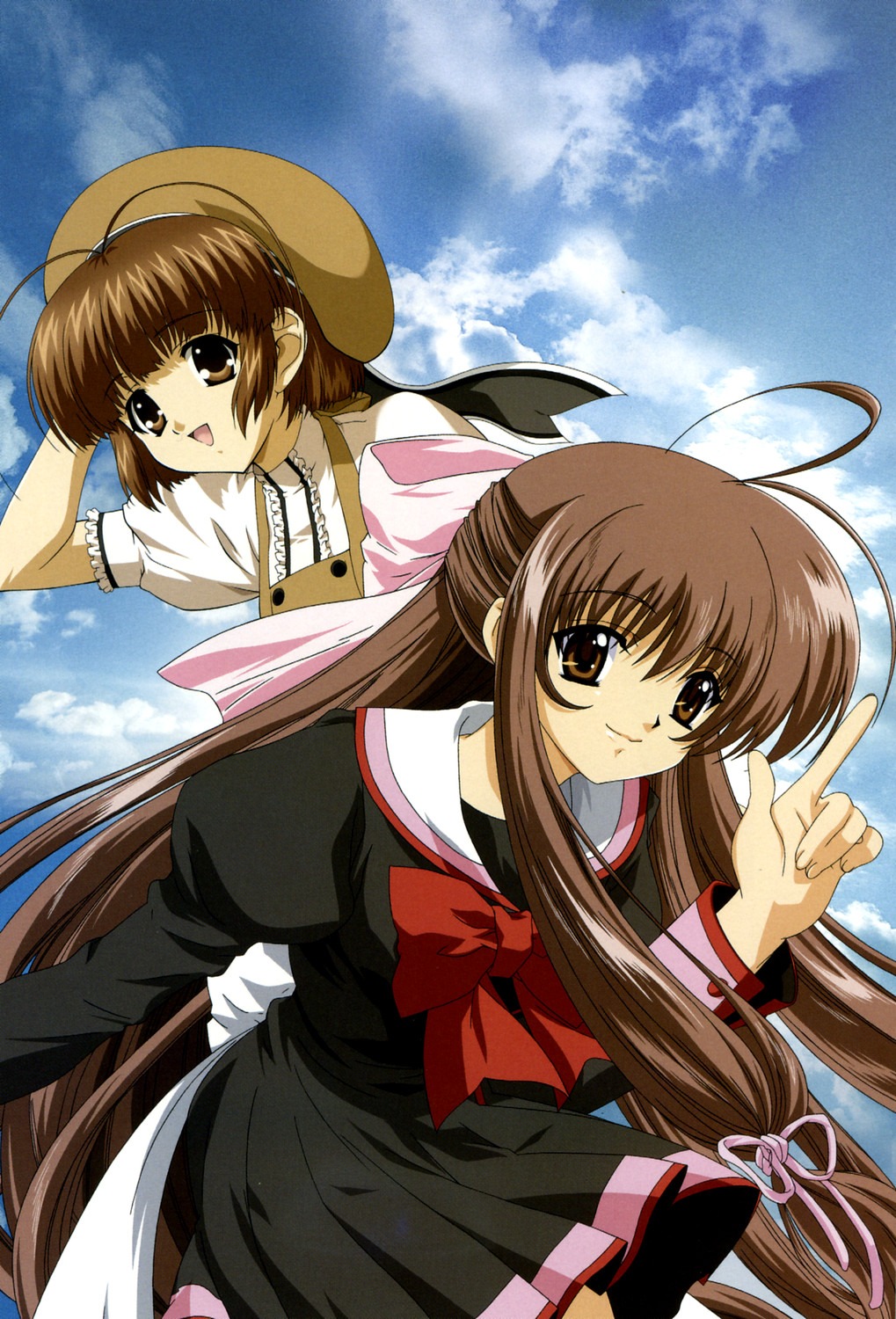 crossover, dress, final_approach, nishimata_aoi, seifuku, shizuka_masuda, touno_senna, w-wish