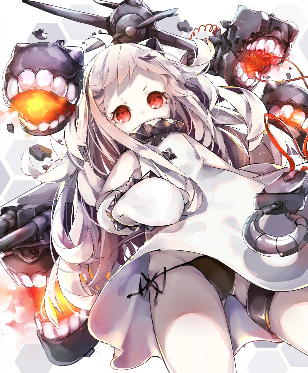 dress, eno_ko, garter, horns, kantai_collection, northern_ocean_hime, pantsu, string_panties