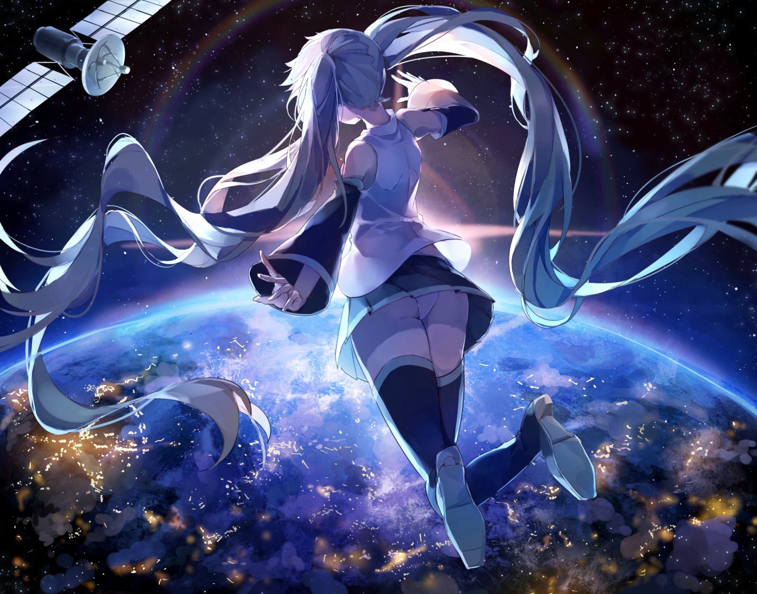 ass, eno_ko, hatsune_miku, heels, pantsu, thighhighs, vocaloid