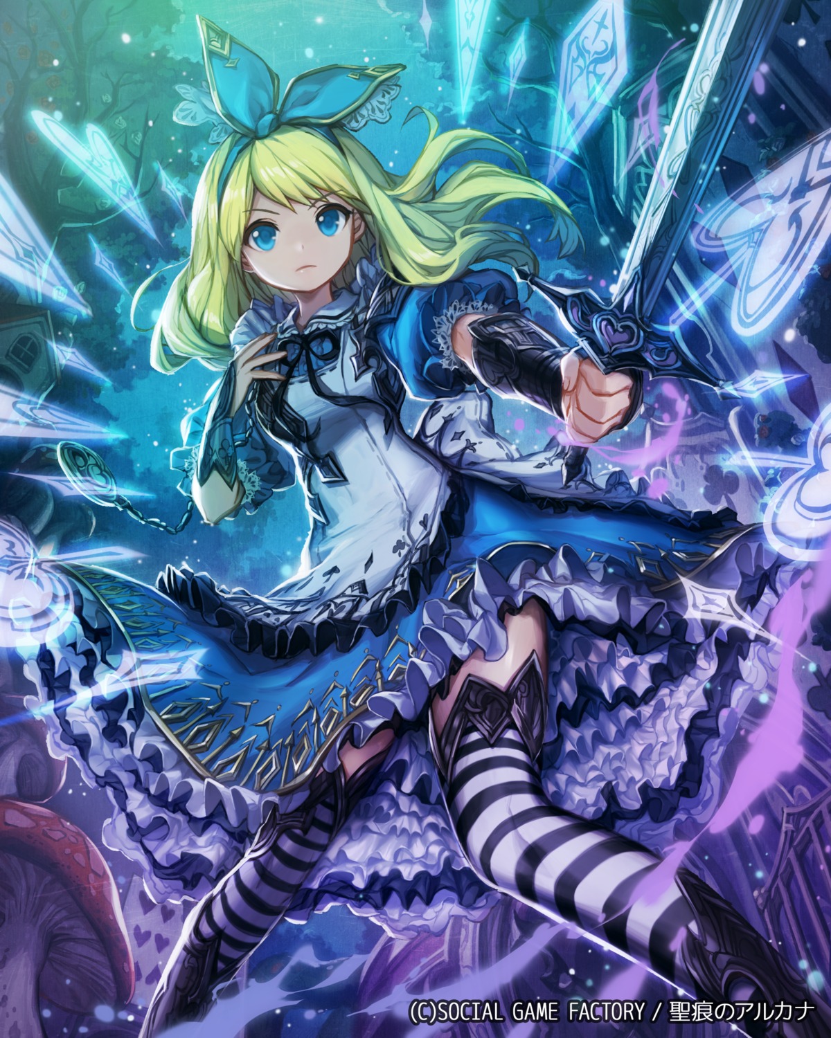 alice, alice_in_wonderland, dress, lee_hyeseung, seikon_no_arcana, sword, thighhighs