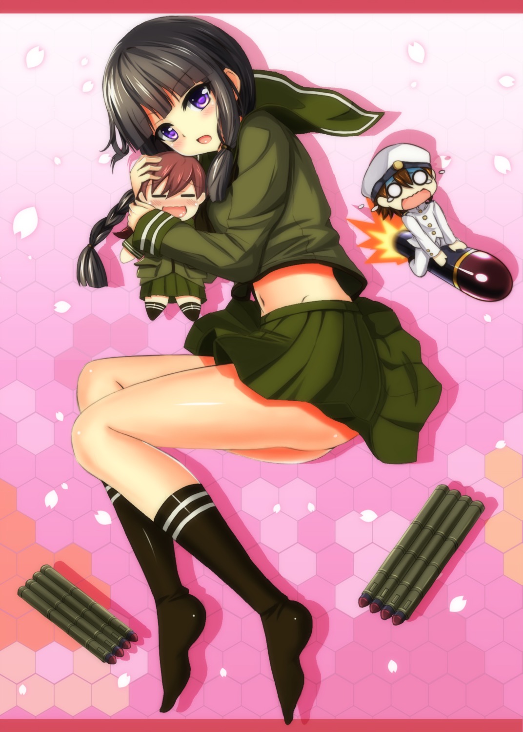 admiral_(kancolle), ass, benitsuki_tsubasa, chibi, kantai_collection, kitakami_(kancolle), ooi_(kancolle), seifuku, uniform