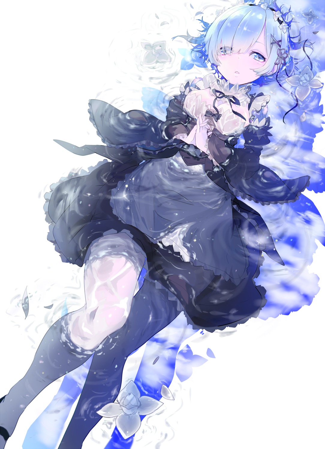 maid, matsudamaiko, re:zero_kara_hajimeru_isekai_seikatsu, rem_(re_zero), see_through, wet, wet_clothes