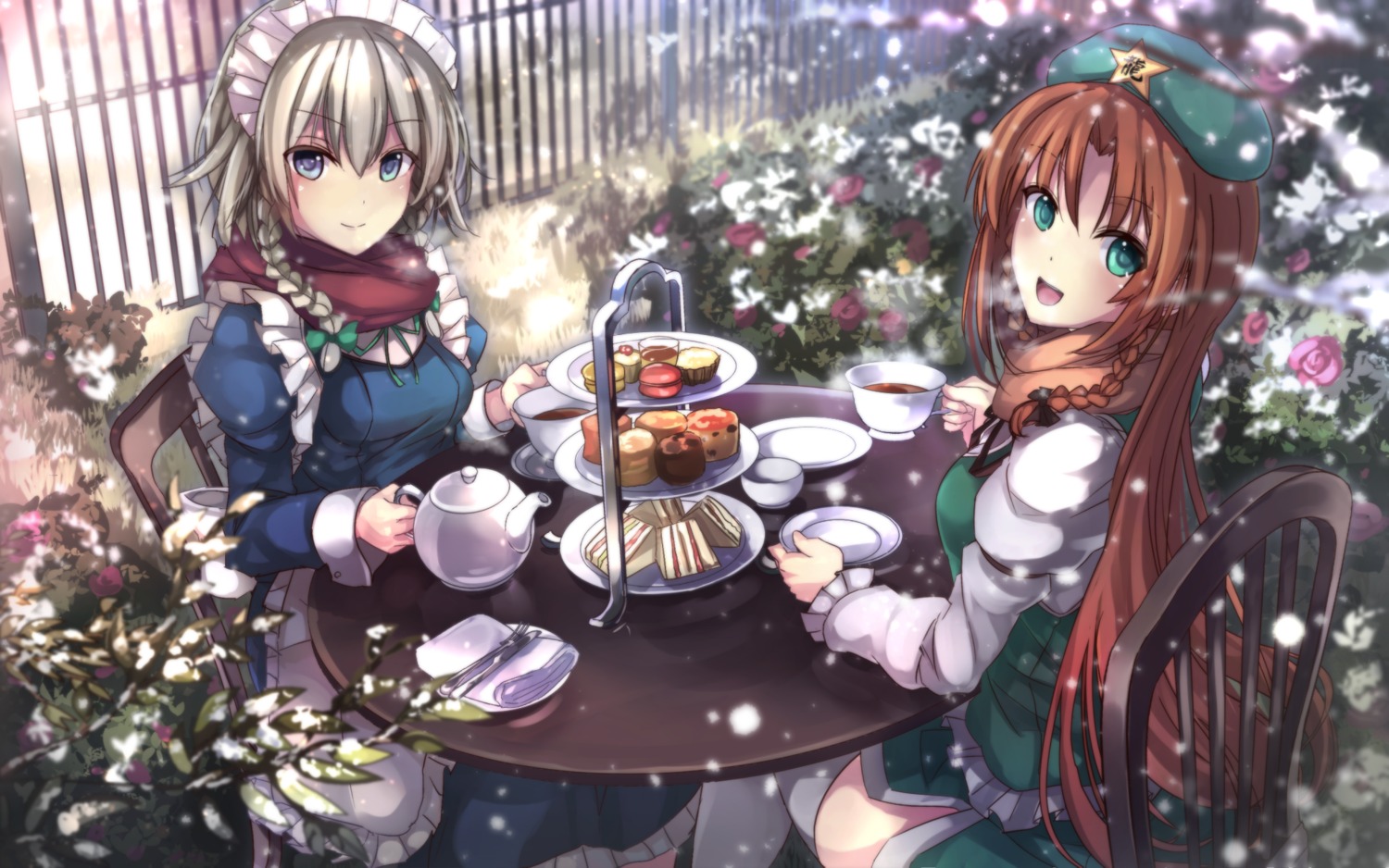 hong_meiling, izayoi_sakuya, janne_cherry, maid, touhou