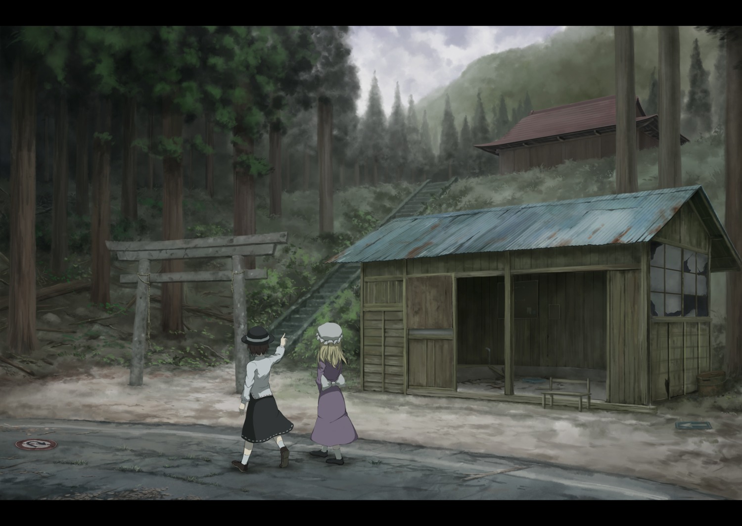 dress, landscape, maribel_hearn, sasaj, touhou, usami_renko