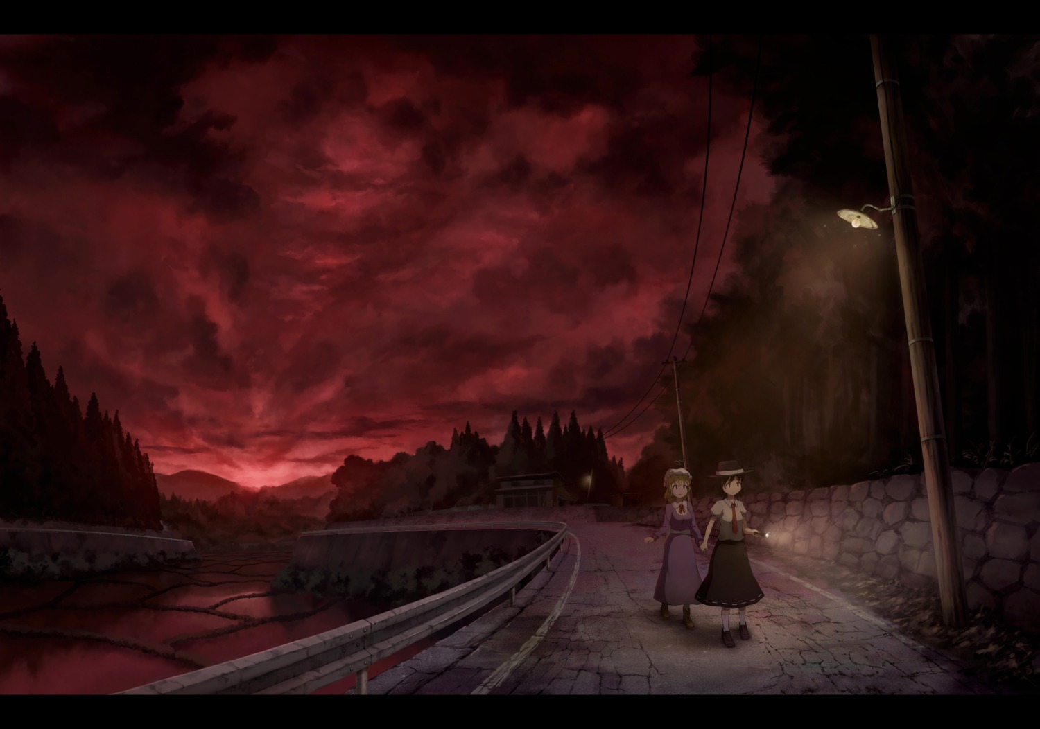 dress, landscape, maribel_hearn, sasaj, touhou, usami_renko