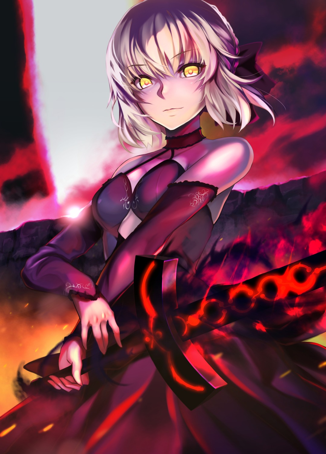 artoria_pendragon_(fate), artoria_pendragon_alter_(fate), cleavage, dress, ep_(emio_parn), fate/grand_order, fate/stay_night, sword