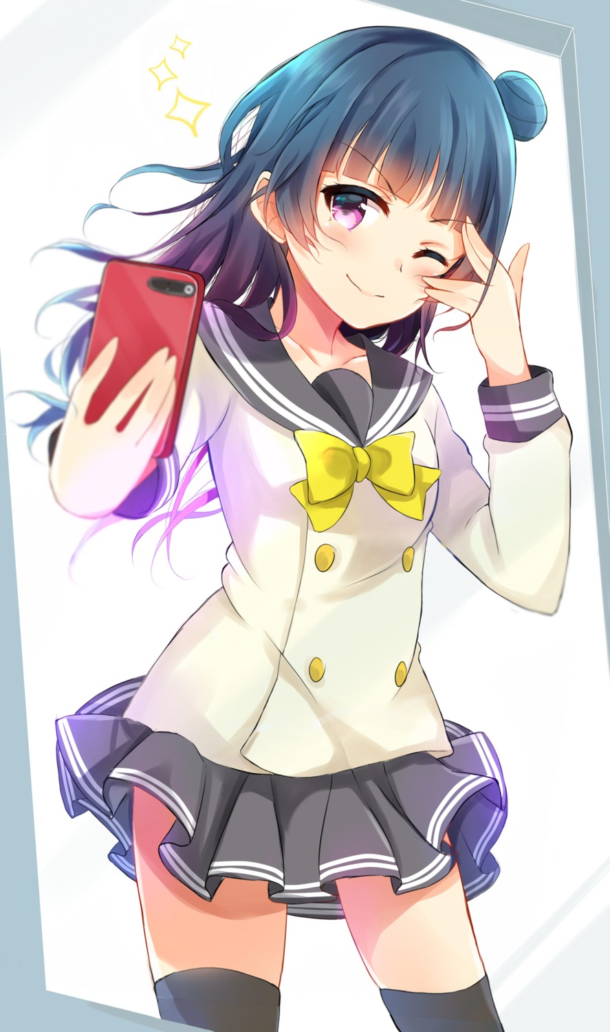 dorisu2, love_live!_(series), love_live!_sunshine!!, seifuku, thighhighs, tsushima_yoshiko