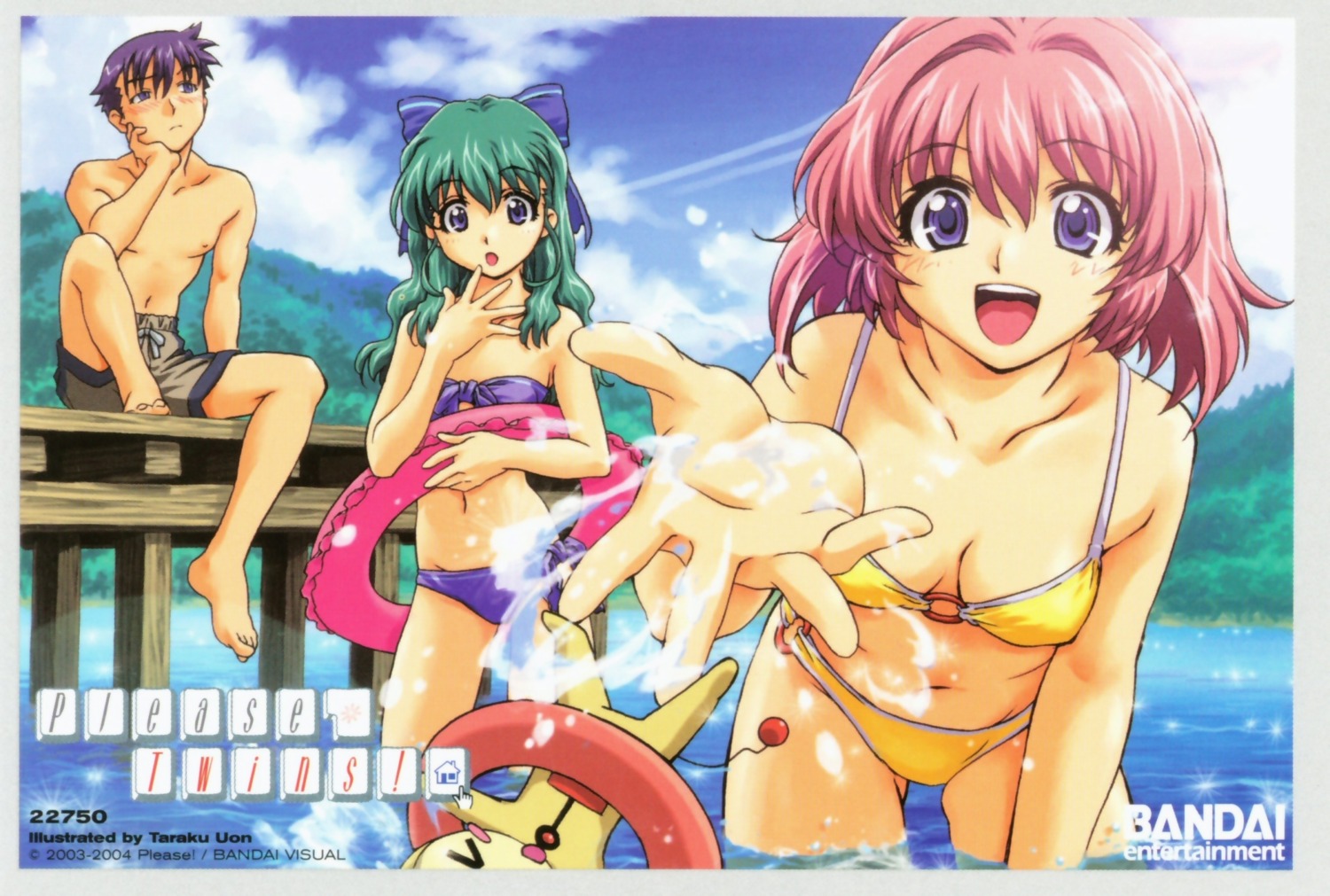bikini, kamishiro_maiku, miyafuji_miina, onegai_twins, onodera_karen, swimsuits, uon_taraku