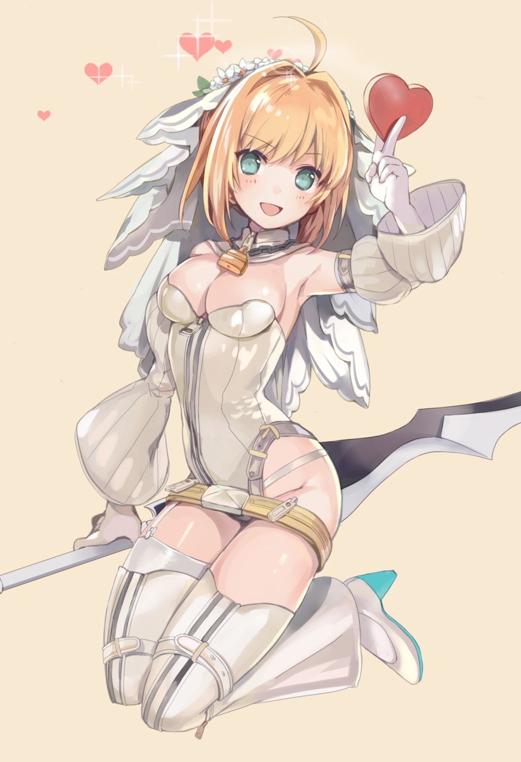 cleavage, fate/extra, fate/extra_ccc, fate/grand_order, fate/stay_night, heels, jitsuhara_noboru, kujuu, leotard, nero_claudius_(fate), stockings, sword, thighhighs