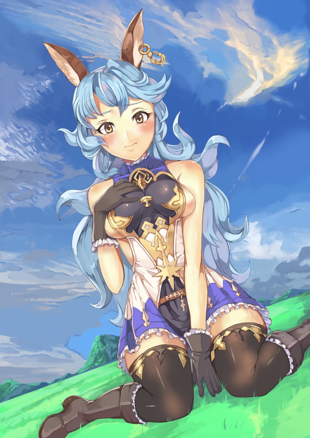 animal_ears, breast_hold, dress, ferry_(granblue_fantasy), granblue_fantasy, heels, no_bra, pm_tii_(matuko1024), thighhighs