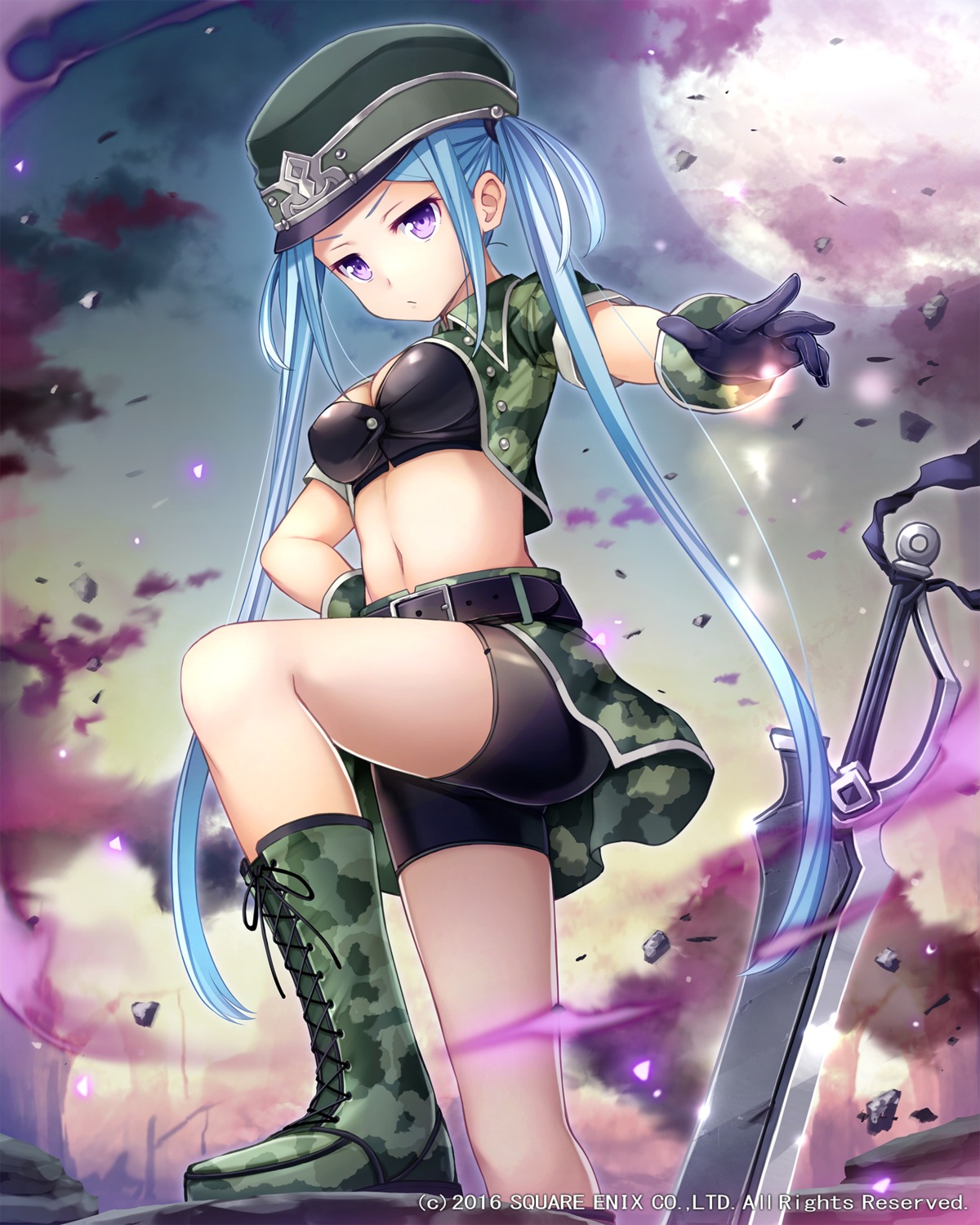 bike_shorts, cleavage, lost_crusade, namaru_(summer_dandy), square_enix, sword