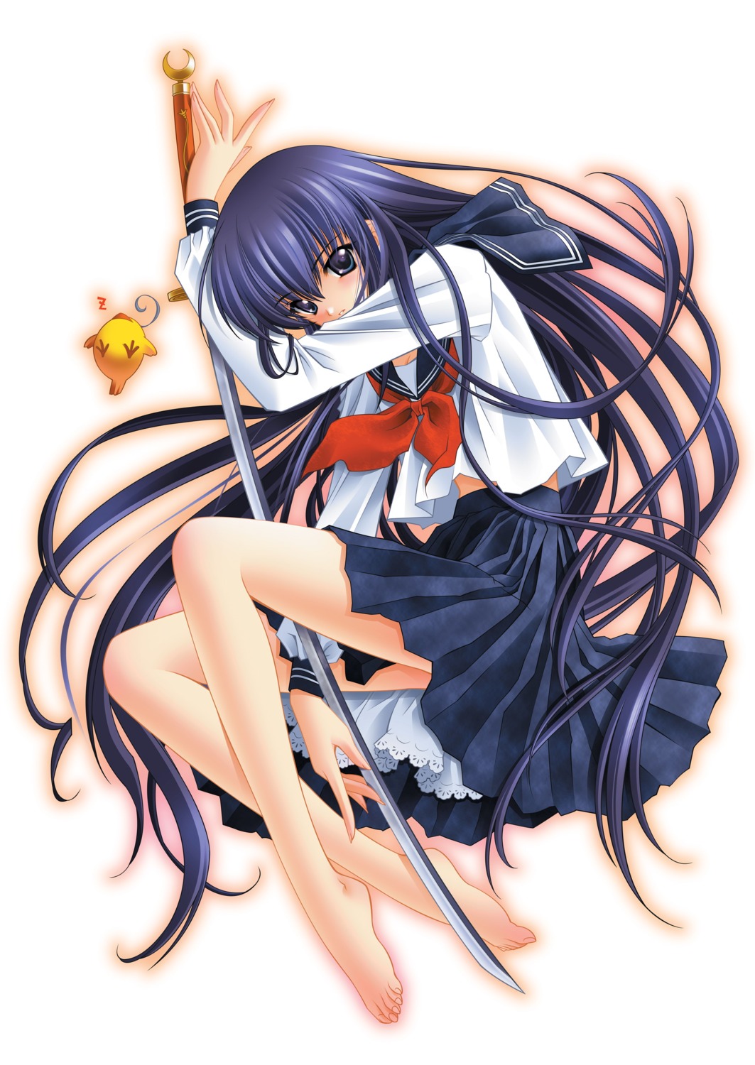 azuma_hazuki, carnelian, ken-chan, seifuku, sword, yami_to_boushi_to_hon_no_tabibito