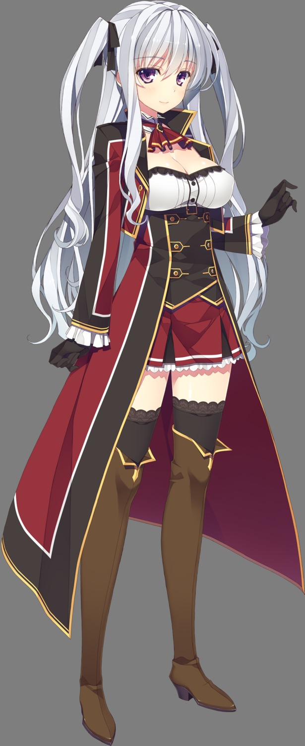 cleavage, effordom_soft, heels, jyukishi_cutie_bullet, thighhighs, transparent_png, uniform, yuuki_hagure, yuuna_de_medishi