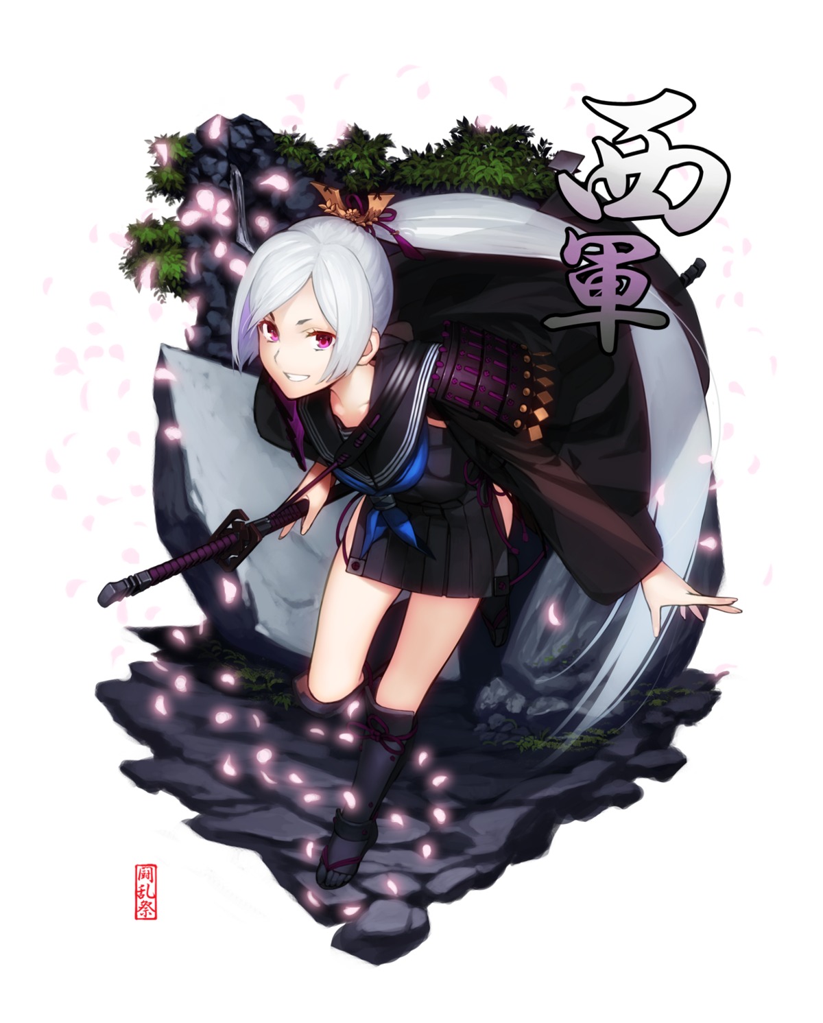 armor, maco, seifuku, sword, tamahagane_gakuen_touransai, touran-sai