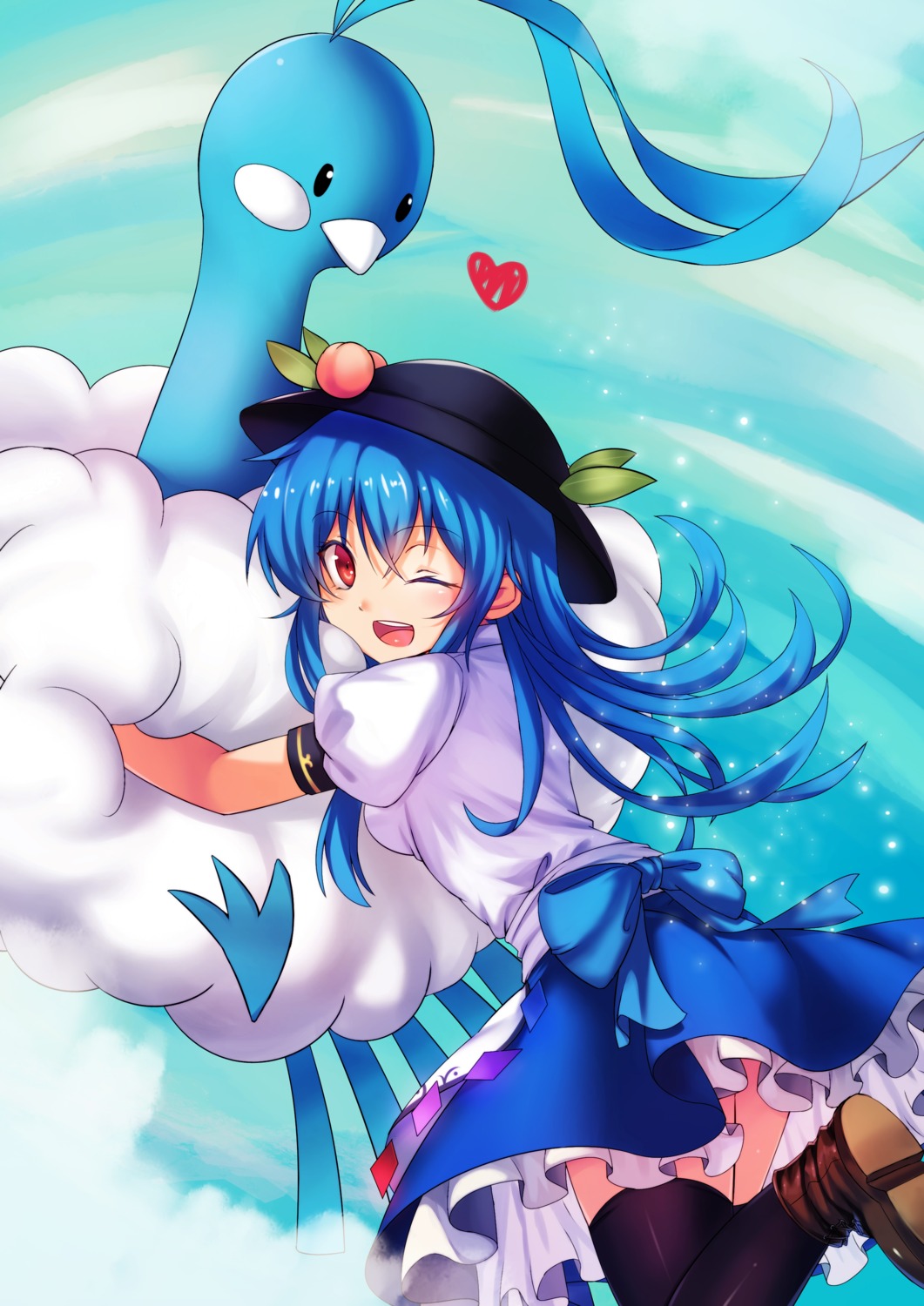 altaria, hinanawi_tenshi, koissa, pokemon, thighhighs, touhou